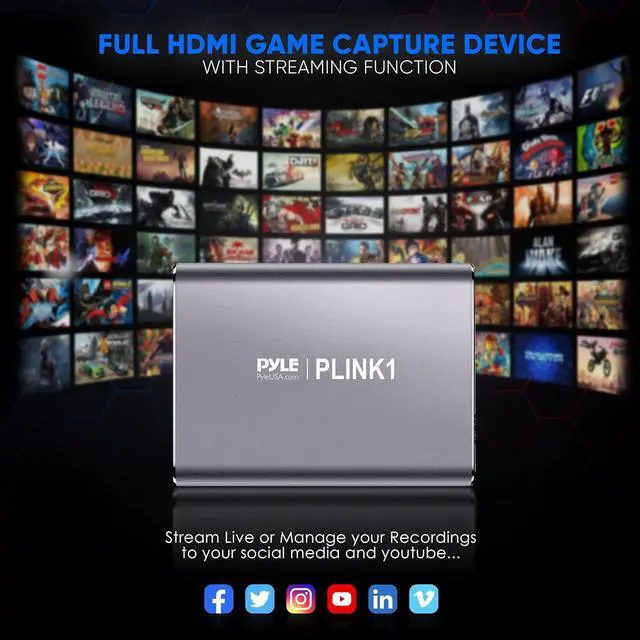 Alt view image 7 of 7 - PyleUsa Capture Card - Full HD 1080p 4K HDMI-to-USB Audio-Video Via DSLR Camcorder Action Cam, Ultra Low Latency, Record to Computer for Gaming, Streaming, Conference or Live Broadcasting - PLINK1