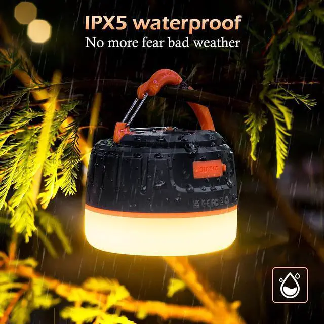 Alt view image 5 of 7 - Sinvitron Camping Lantern 1000LM, 5200mAh Camping Lights with Remote Control, Up to 150H Running, 5 Lighting Modes,IPX5 Waterproof Emergency Light for Home,Power Outages, Hiking,Fishing (Org)