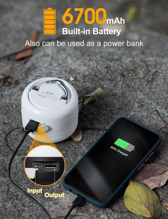 Alt view image 2 of 7 - LED Camping Lantern Rechargeable 1000LM, Up to 300H Running Time Camping Tent Light, 6700mAh Emergency Light for Hurricane, Power Outages, Home, Hiking, Water-Resistant