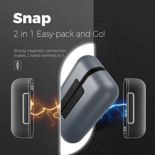 Alt view image 2 of 7 - OCOOPA Hand Warmers Rechargeable 2 Pack, Magnetic Electric Handwarmer, 16 Hrs Warmth 4 Levels Heat Up to 145, USB-C Portable Charger 10000mAh, Raynauds, Golf, Tech Gifts for Men, Union UT2s(MagTwins)