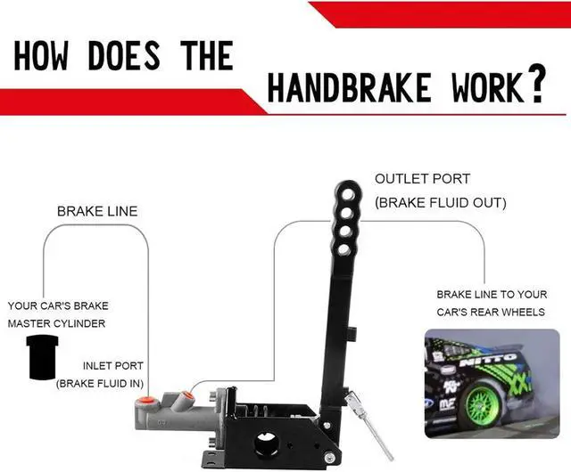 Alt view image 5 of 7 - RYANSTAR Hydraulic Handbrake Adjustable Ebrake Long Lever Handle Fit for Drift Track Rally Racing Master Cylinder 0.75, E Brake Racing Emergency Brake Vertical Position Ergonomic Handle & Anti-Slip