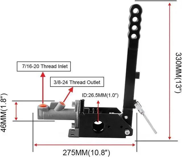 Alt view image 6 of 7 - RYANSTAR Hydraulic Handbrake Adjustable Ebrake Long Lever Handle Fit for Drift Track Rally Racing Master Cylinder 0.75, E Brake Racing Emergency Brake Vertical Position Ergonomic Handle & Anti-Slip