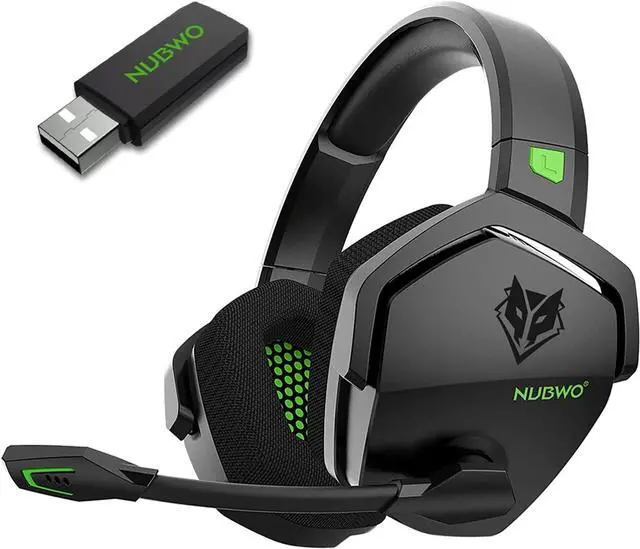 Main image of NUBWO G06 Dual Wireless Gaming Headset with Microphone for PS5, PS4, PC, Mobile, Switch: 2.4GHz Wireless + Bluetooth - 100 Hr Battery - 50mm Drivers - Green