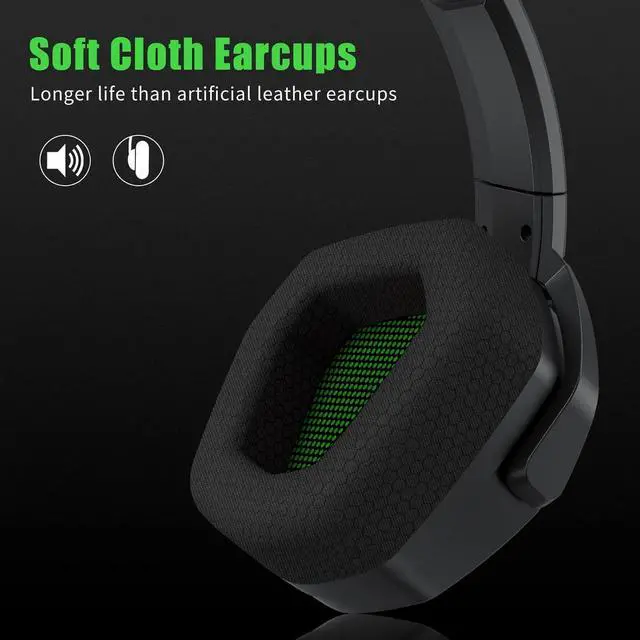 Alt view image 6 of 7 - NUBWO G06 Dual Wireless Gaming Headset with Microphone for PS5, PS4, PC, Mobile, Switch: 2.4GHz Wireless + Bluetooth - 100 Hr Battery - 50mm Drivers - Green