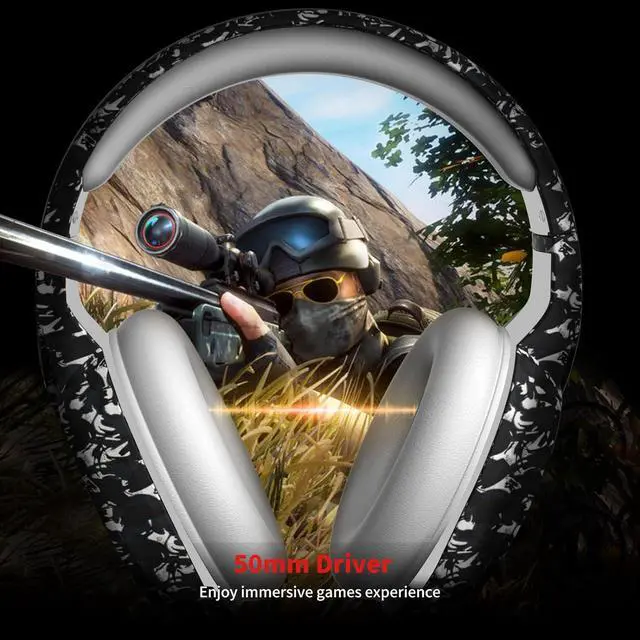 Alt view image 2 of 7 - ZIUMIER Camo Gaming Headset for PS4, PS5, Xbox One, PC, Laptop, Mac, Nintendo, 3.5MM Wired Gaming Headphones with Microphone, Bass Surround, LED Light, Camouflage