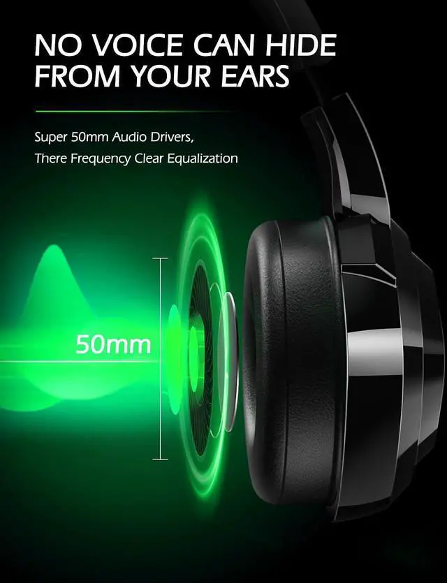 Alt view image 2 of 7 - ZIUMIER Gaming Headset PS4 Headset, Xbox One Headset with Noise Canceling Mic and RGB Light, PC Headset with Stereo Surround Sound, Over-Ear Headphones for PC, PS4, PS5,Xbox One, Laptop (Green)