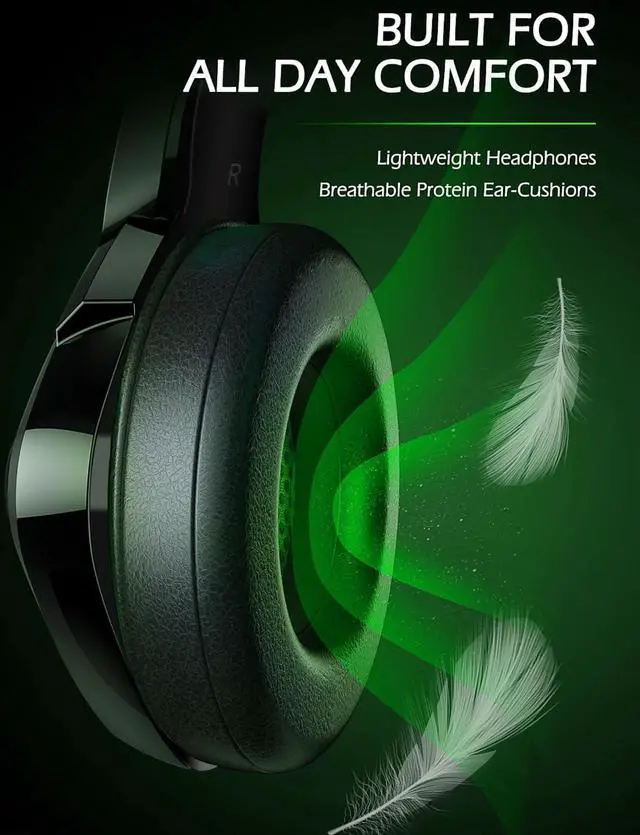 Alt view image 4 of 7 - ZIUMIER Gaming Headset PS4 Headset, Xbox One Headset with Noise Canceling Mic and RGB Light, PC Headset with Stereo Surround Sound, Over-Ear Headphones for PC, PS4, PS5,Xbox One, Laptop (Green)
