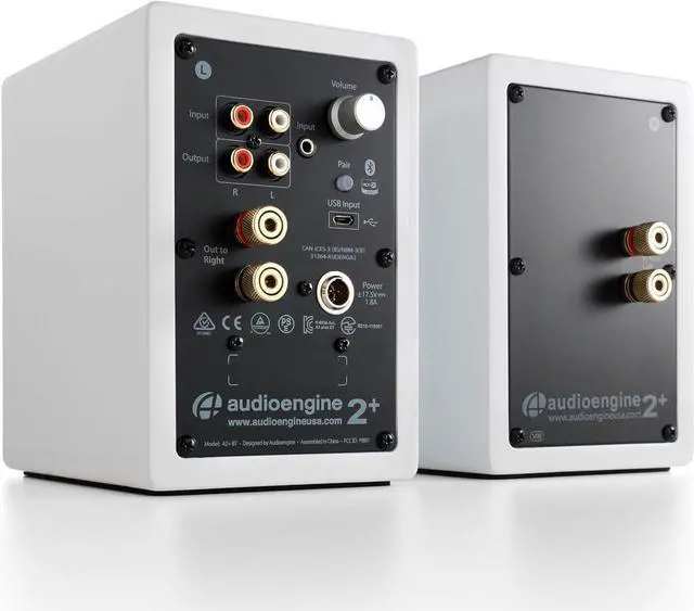 Alt view image 2 of 5 - Audioengine A2+ Wireless Bluetooth Computer Speakers - 60W Bluetooth Speaker System for Home, Studio, Gaming with aptX Bluetooth | Wireless and Streaming Audio System (White)
