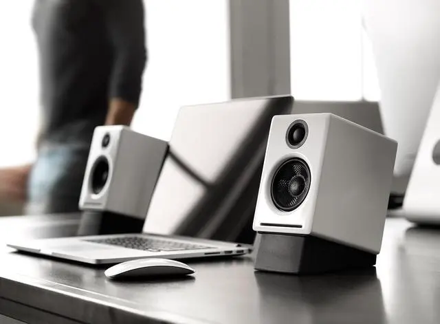 Alt view image 3 of 5 - Audioengine A2+ Wireless Bluetooth Computer Speakers - 60W Bluetooth Speaker System for Home, Studio, Gaming with aptX Bluetooth | Wireless and Streaming Audio System (White)