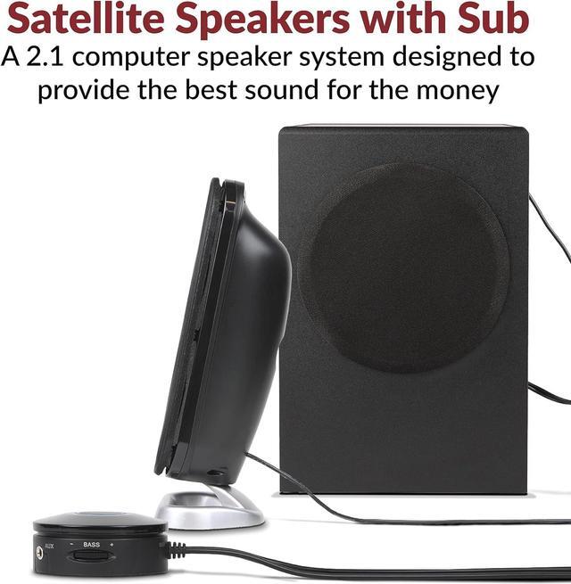 Alt view image 3 of 6 - Cyber Acoustics CA-3810 2.1 Multimedia Speaker System with Subwoofer, 80 Watts Peak Power, Strong Bass, Perfect for Music, Movies, and Games