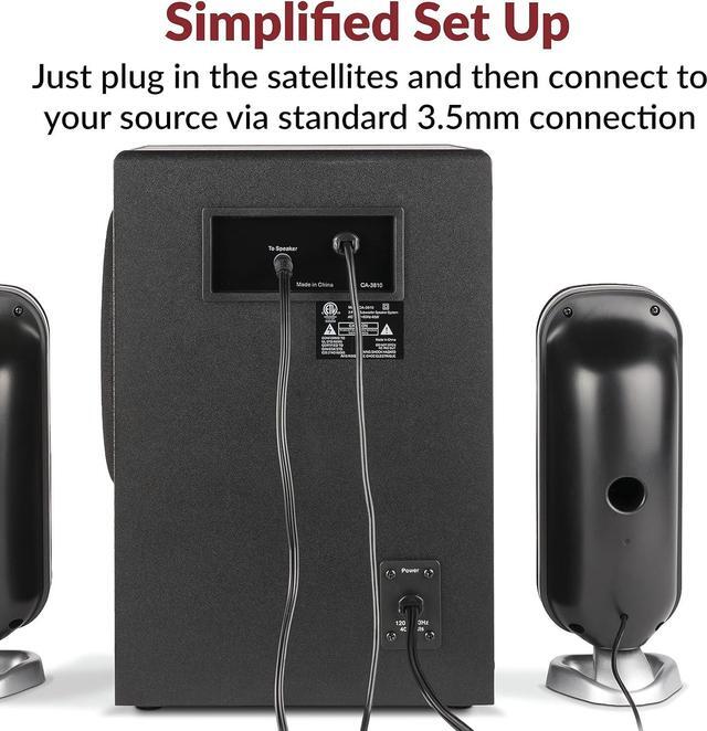 Alt view image 5 of 6 - Cyber Acoustics CA-3810 2.1 Multimedia Speaker System with Subwoofer, 80 Watts Peak Power, Strong Bass, Perfect for Music, Movies, and Games