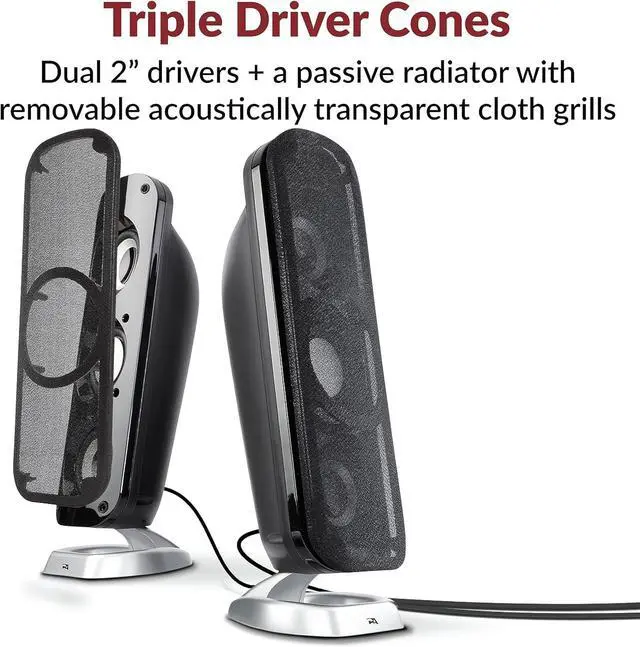 Alt view image 3 of 5 - Cyber Acoustics CA-3908 2.1 Multimedia Speaker System with Subwoofer, 92 Watts Peak Power, Deep Bass, Perfect for Music, Movies, and Games on Desktops, Laptops, Consoles