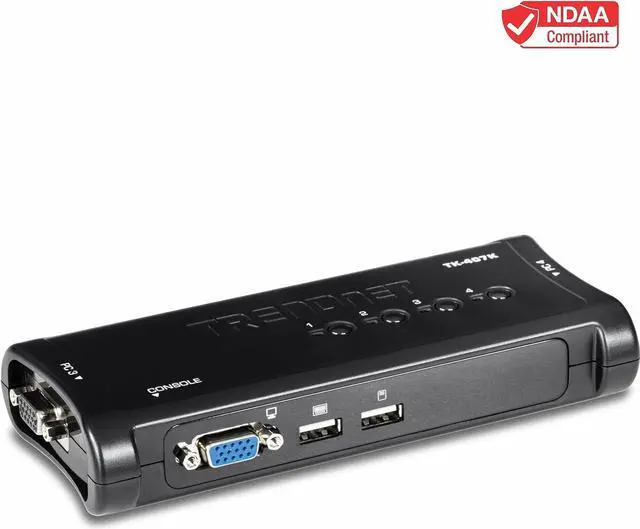 Alt view image 5 of 7 - TRENDnet 4-Port USB KVM Switch Kit, VGA and USB Connections, 2048 x 1536 Resolution, Cabling Included, Control Up to 4 Computers, Compliant with Window, Linux, and Mac OS, Black, TK-407K