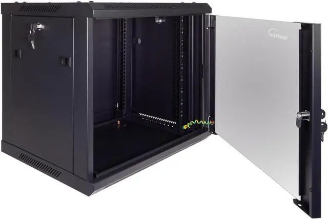 Alt view image 6 of 6 - NavePoint 9U Server Cabinet Wall Mount Rack Enclosure Includes 2 Fans, Locking Glass Door, Removable Side Panels  9U Network Cabinet 17.7 Deep, 19 Inch Server Rack for IT and A/V Equipment