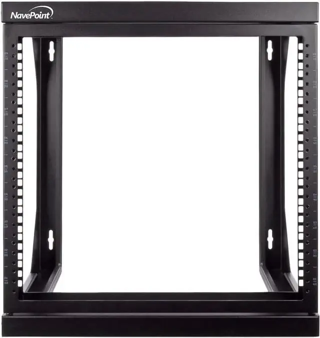 Alt view image 5 of 6 - NavePoint 9U Open-Frame Server Rack for 19" IT Network Equipment & A/V Devices Free Standing or Wall Mount with 180 Degrees Gate Swing, Black