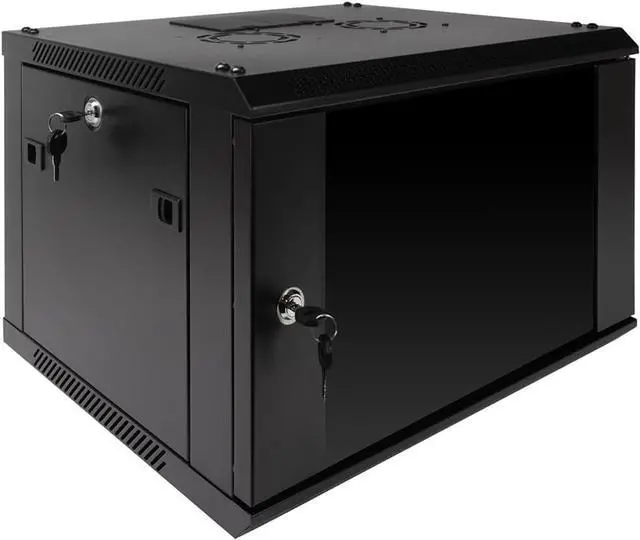 Alt view image 5 of 6 - NavePoint 6U Server Rack Enclosure with Glass Door, Cooling Fan, Locks, & Removable Side Panels - 6U Wall Mount Network Cabinet 19 Inch Rack 17.7 Inches Deep