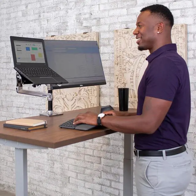 Alt view image 4 of 7 - Ergotron  LX Vertical Stacking Dual Monitor Arm, VESA Desk Mount  for 2 Monitors Up to 24 Inches, 7 to 20 lbs Each  Polished Aluminum
