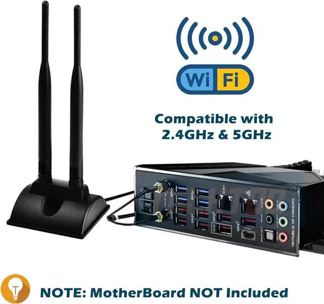 Alt view image 2 of 7 - WiFi Antenna Dual Band 2.4GHz - 5.8GHz with RP-SMA Connector Magnetic Base for Wireless Network Router - USB Adapter - PCI PCIe Cards - Signal Booster - Access Point - Wireless Range Extender