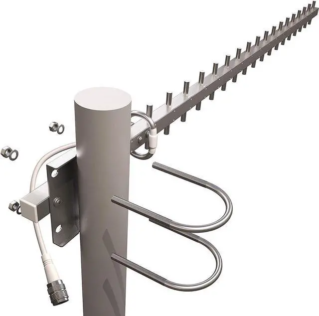 Alt view image 5 of 7 - Tupavco TP513 Yagi WiFi Antenna 2.4GHz (17dBi) Outdoor Directional Signal (H:25° V:24°) Long Distance Range (High-Gain Weatherproof) Wireless Network (Pole Mount) N-Female Pigtail Connector