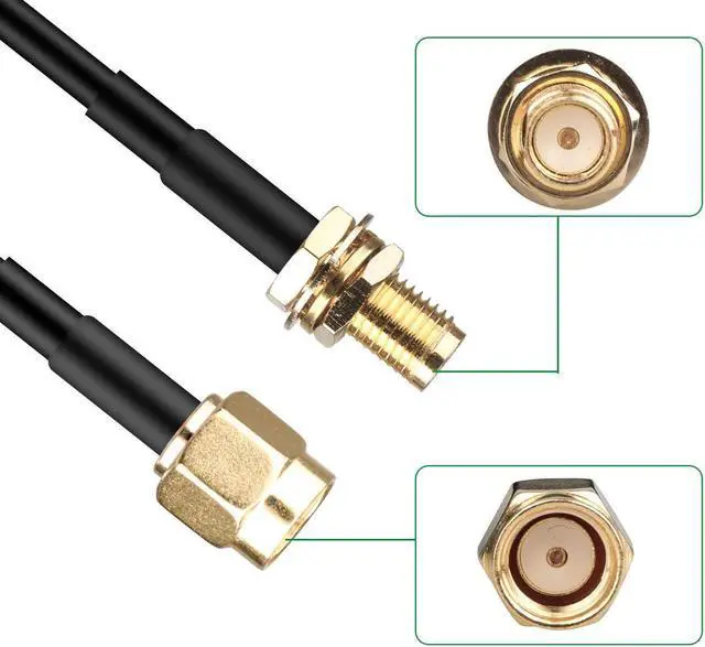 Alt view image 3 of 7 - 3-Pack 10FT RP-SMA Male to Female Extension Cable WiFi Router Antenna Extender