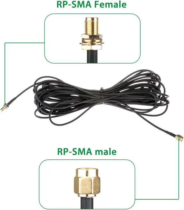 Alt view image 4 of 7 - 3-Pack 10FT RP-SMA Male to Female Extension Cable WiFi Router Antenna Extender
