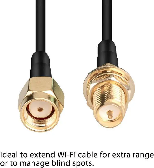 Alt view image 5 of 7 - 3-Pack 10FT RP-SMA Male to Female Extension Cable WiFi Router Antenna Extender