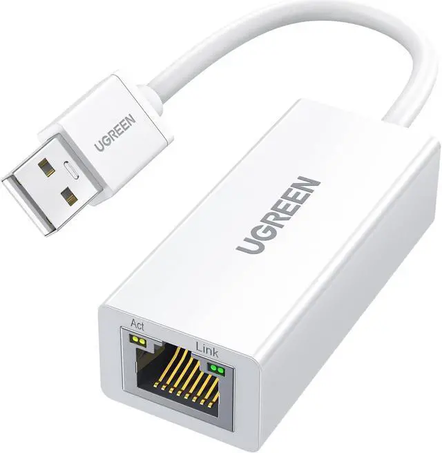 Main image of UGREEN Ethernet Adapter USB to 10 100 Mbps Network Adapter RJ45 Wired LAN Adapter for Laptop PC Compatible with Nintendo Switch Wii Wii U MacBook Chromebook Surface Windows macOS Linux (White)