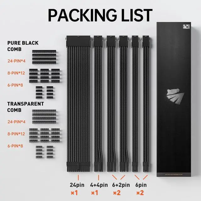 Alt view image 2 of 7 - ASIAHORSE 16AWG PSU Cable Extension Power Cords, Customized Power Supply Mod Sleeve Extension Cable, ATX/EPS/8-pin PCI-E/6-pin PCI-E for PSU Cable