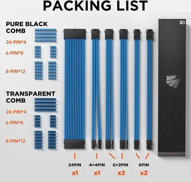Alt view image 2 of 7 - ASIAHORSE 16AWG PSU Cable Extension Power Cords, Customized Power Supply Mod Sleeve Extension Cable, ATX/EPS/8-pin PCI-E/6-pin PCI-E for PSU Cable