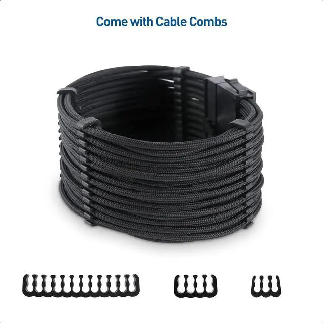 Alt view image 4 of 7 - Cable Matters 12-inch 6-Piece Sleeved PSU Extension Cable Kit (Power Supply Extension Cable, PSU Cables Kit) in Black  with 24-pin ATX, 4+4 Pin EPS, 2X 8-pin PCIe, and 2X 6-pin PCIe Extension Cables