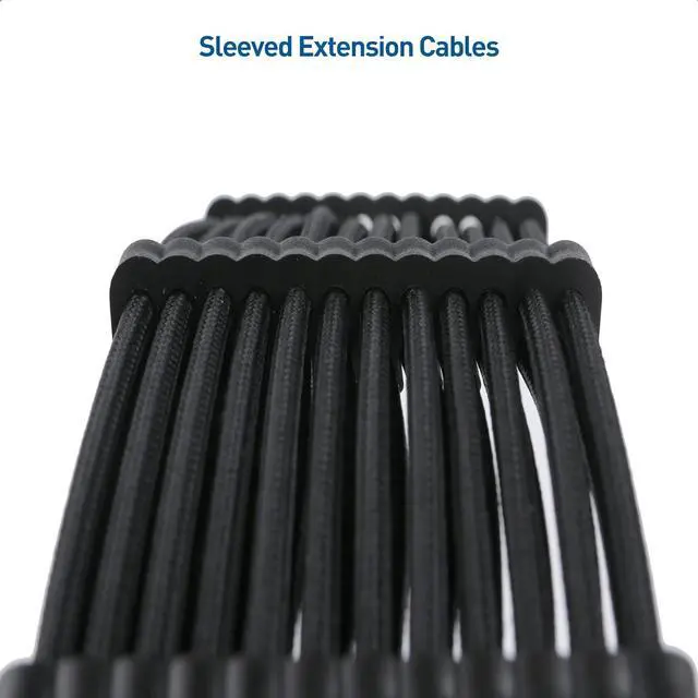 Alt view image 3 of 7 - Cable Matters 12-inch 6-Piece Sleeved PSU Extension Cable Kit (Power Supply Extension Cable, PSU Cables Kit) in Black  with 24-pin ATX, 4+4 Pin EPS, 2X 8-pin PCIe, and 2X 6-pin PCIe Extension Cables