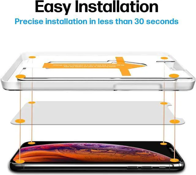 Alt view image 2 of 7 - Power Theory Designed for iPhone X, iPhone Xs Screen Protector Tempered Glass [9H Hardness], Easy Install Kit, 99% HD Bubble Free Clear, Case Friendly, Anti-Scratch, 2 Pack
