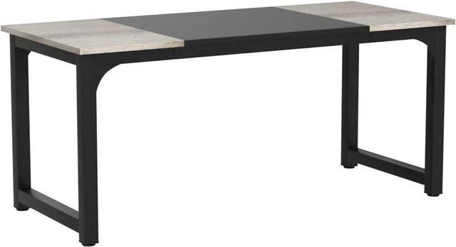 Alt view image 5 of 6 - Tribesigns 70.8Executive Desk, Large Office Computer Desk with Thicken Frame, Modern Simple Workstation Business Furniture for Home Office, Vintage Grey/Black