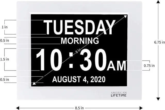 Alt view image 7 of 7 - American Lifetime New 2024 Dementia Clock Large Digital Clock for Seniors, Digital Clock Large Display with Custom Alarms, Clock with Day & Date for Elderly, Large Number Digital Clock White