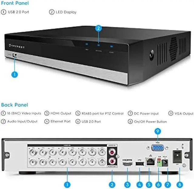 Alt view image 6 of 6 - Amcrest 5MP UltraHD 16 Channel DVR Security Camera System Recorder, 5MP Security DVR for Analog Security Cameras, Remote Smartphone Access, HDD & Cameras NOT Included (AMDV5M16)