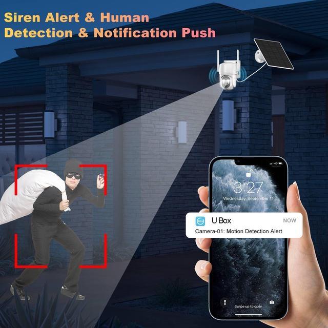 Alt view image 3 of 6 - 4G LTE Cellular Security Camera Wireless Outdoor, Solar Battery Powered Cameras for Home Surveillance, PIR Human Detection, 2K Color Night Vision, 2-Way Audio, Cloud & SD Card, Works with Phone APP