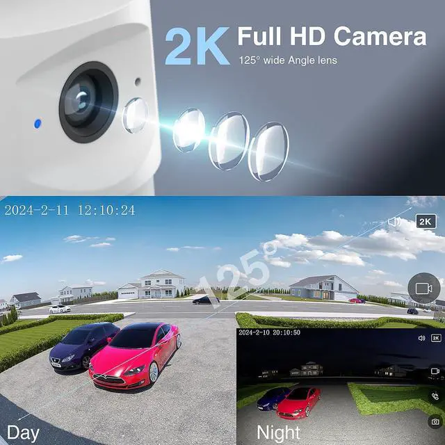 Alt view image 4 of 7 - Onforu Floodlight Camera Outdoor, 2 Packs 55W Smart Security Wired Cam with 5500LM LEDs 2K HD IP65 Motion Detection, 67dB Siren, 2-Way Audio, 125° Full Color Recordings for Home Security