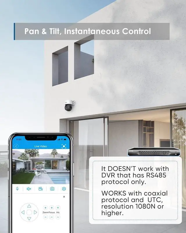 Alt view image 6 of 7 - SANNCE 8 Channel Security CCTV Camera System 1080P, 2MP CCTV DVR with 2TB Hard Drive, 2X 1080P Bullet Surveillance Cameras, 2X PT Digital Zoom Dome Camera, Outdoor/Indoor Email & APP Alert