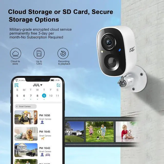 Alt view image 5 of 7 - DCT 2Pcs Security Camera Wireless Outdoor, Battery Powered WiFi Surveillance Cameras for Home Security Outside, 1080P Color Night Vision AI Motion Detection Siren Alarm Spotlight 2-Way Talk Waterproof