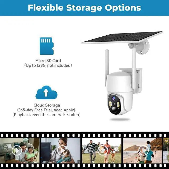 Alt view image 6 of 6 - Solar Security Cameras Wireless Outdoor, WiFi Cameras for Home Security Outside, 360 Surveillance Camera with Solar Panel Battery, Color Night Vision, 2-Way Talk, PIR Motion Detection, Cloud Storage