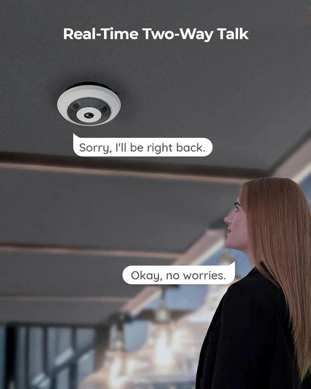 Alt view image 5 of 7 - 2K+ 6MP WiFi Security Fisheye Camera, 360° Panorama, 2.4/5GHz WiFi