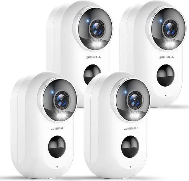 Main image of ZUMIMALL Security Cameras Wireless Outdoor with Magnetic Mount, 4 Packs- Battery Operated Security Camera Outdoor with Siren, 3MP Color Night Vision/PIR Detection/IP66 Waterproof/2.4G WiFi, SD/Cloud