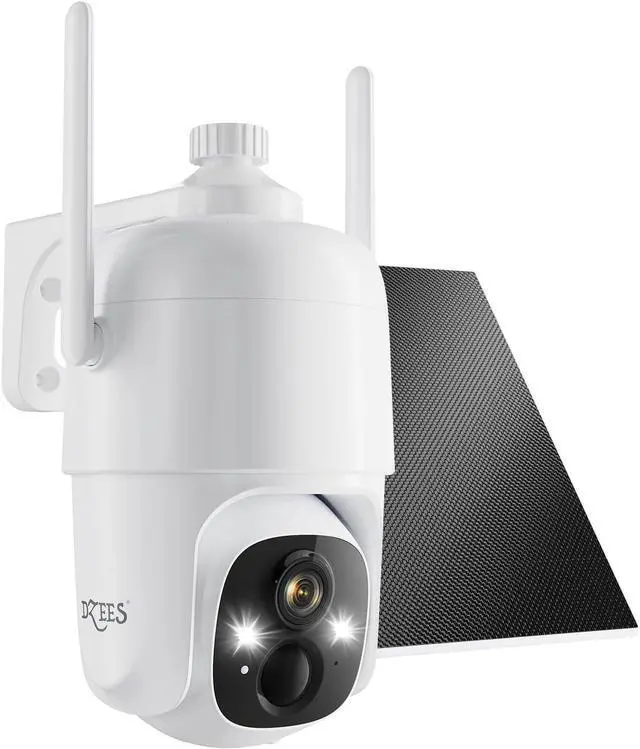 Main image of Dzees Solar Security Cameras Wireless Outdoor, 2K Battery Powered Security Camera, 360° PTZ Camera with Spotlight, Siren, Color Night Vision, AI Dectection, IP66 for Home Security, 2.4GHz