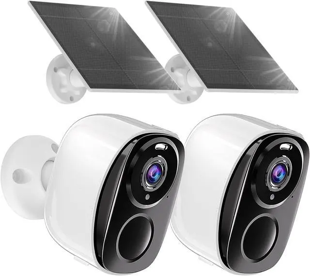 Main image of Security Cameras Wireless Outdoor, Battery Powered Security Cameras with IP65 Waterproof, Two-Way Audio, Color Night Vision, No Subscription WiFi Security Camera-2PACK BW4 with Solar Panel (White)