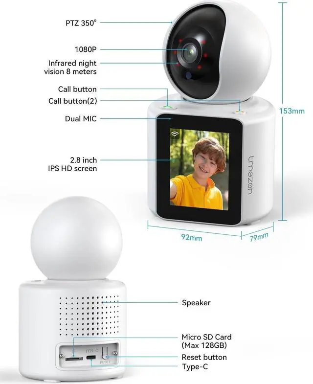 Alt view image 6 of 7 - TMEZON 2pk Two Way Audio Video Pet Dog Camera with Speaker Video Calling Devices for Grandparents Wireless Security Camera Indoor Monitor 1080P with Phone app Motion Detection