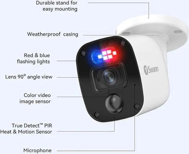 Alt view image 3 of 7 - Swann 1080p Bullet Camera (Add-on)-High-Resolution Wired Security Camera with Night Vision & Motion Sensor TechnologySmart Human/Vehicle Detection for Home Surveillance