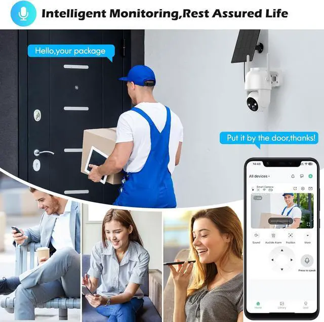 Alt view image 7 of 7 - 2Packs Solar Security Outdoor WiFi Camera, Pan Tilt 355° View IP65 Waterproof Rechargeable Wireless Battery Powered 2K 3MP PTZ Camera with PIR, Color Night Vision,2-Way Talk, 4dbi Antenna