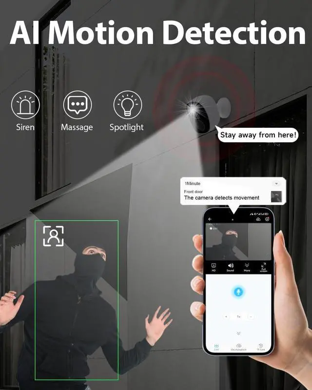 Alt view image 4 of 7 - Gadpiparty Security Cameras Wireless Outdoor, Battery Powered Security Cameras with IP65 Waterproof, Two-Way Audio, Color Night Vision, No Subscription WiFi Security Camera-1PACK BW4 with Solar Panel