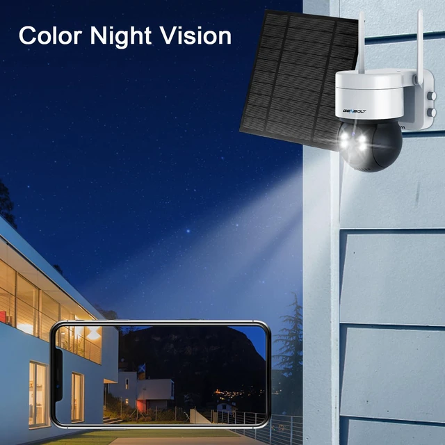 Alt view image 3 of 7 - GENBOLT Solar Security Camera Wireless Outdoor, Battery Operated PTZ WiFi Camera 4W 7800mAh Rechargeable Floodlight Home Surveillance CCTV IP Camera, PIR Siren Alarm with Humanoid Detection