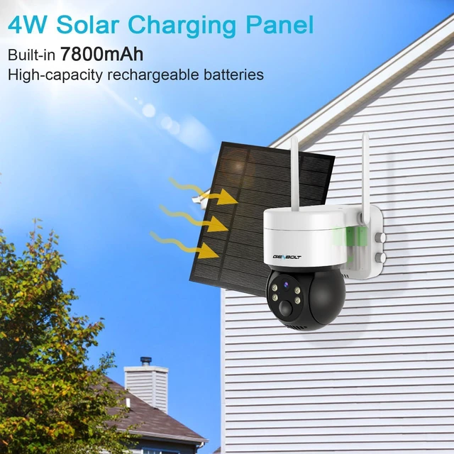Alt view image 2 of 7 - GENBOLT Solar Security Camera Wireless Outdoor, Battery Operated PTZ WiFi Camera 4W 7800mAh Rechargeable Floodlight Home Surveillance CCTV IP Camera, PIR Siren Alarm with Humanoid Detection